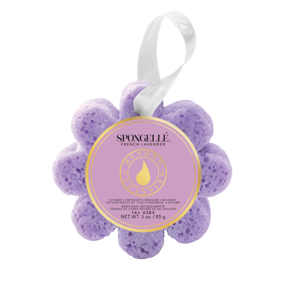 French Lavender Wild Flower Bath Sponge by Spongellé with floral design and soft texture for luxurious bath experience
