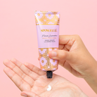 Spongellé French Lavender hand cream with a white tube and lavender accents, designed for nourishing and moisturizing hands.