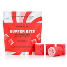 Spongellé Candy Cane Pedi Buffer Bits for holiday-themed pedicure, featuring red and white candy cane design and textured buffer surface.