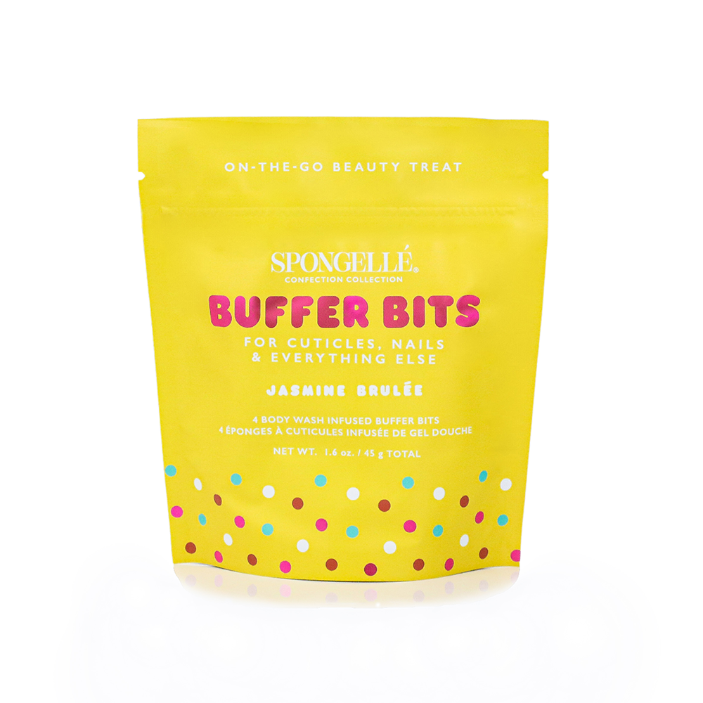 Spongellé Jasmine Brûlée Pedi Buffer Bits for gentle exfoliation and softening of feet with floral scent