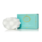 Spongellé Mystic Rose Pedi Buffer from Florica with pink and white textured surface for gentle foot exfoliation