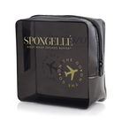 Black Spongellé travel case with zipper closure, compact design, ideal for storing toiletries and travel essentials.