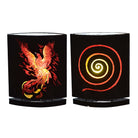 Starborn Creations Phoenix bird motif table lamp with gemstones, LED bulb, decorative design, and warm lighting.