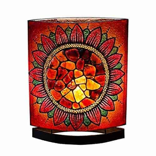 Sumatra Amber Sunflower table lamp by Starborn Creations featuring a warm amber sunflower design with LED bulb for ambient lighting.