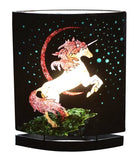 Starborn Creations unicorn motif table lamp with gemstones and LED bulb, featuring a whimsical design and colorful accents.