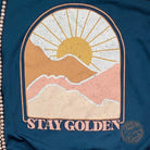 Stay Golden Atlantic color short sleeve graphic tee by The Graphic Tee, featuring vibrant ocean-inspired design.