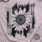 Sunflower with brush strokes on The Graphic Tee SS Graphic Tee crewneck shirt, showcasing vibrant floral artwork.