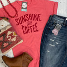 Sunshine and Coffee unisex short sleeve graphic tee by The Graphic Tee, featuring a vibrant sunny and coffee-themed design.