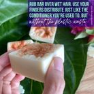 Conditioner bar with Mamaki and Lemongrass botanicals from Sweet ʻŌkole Soap, showcasing the herbal, natural beauty of the product.