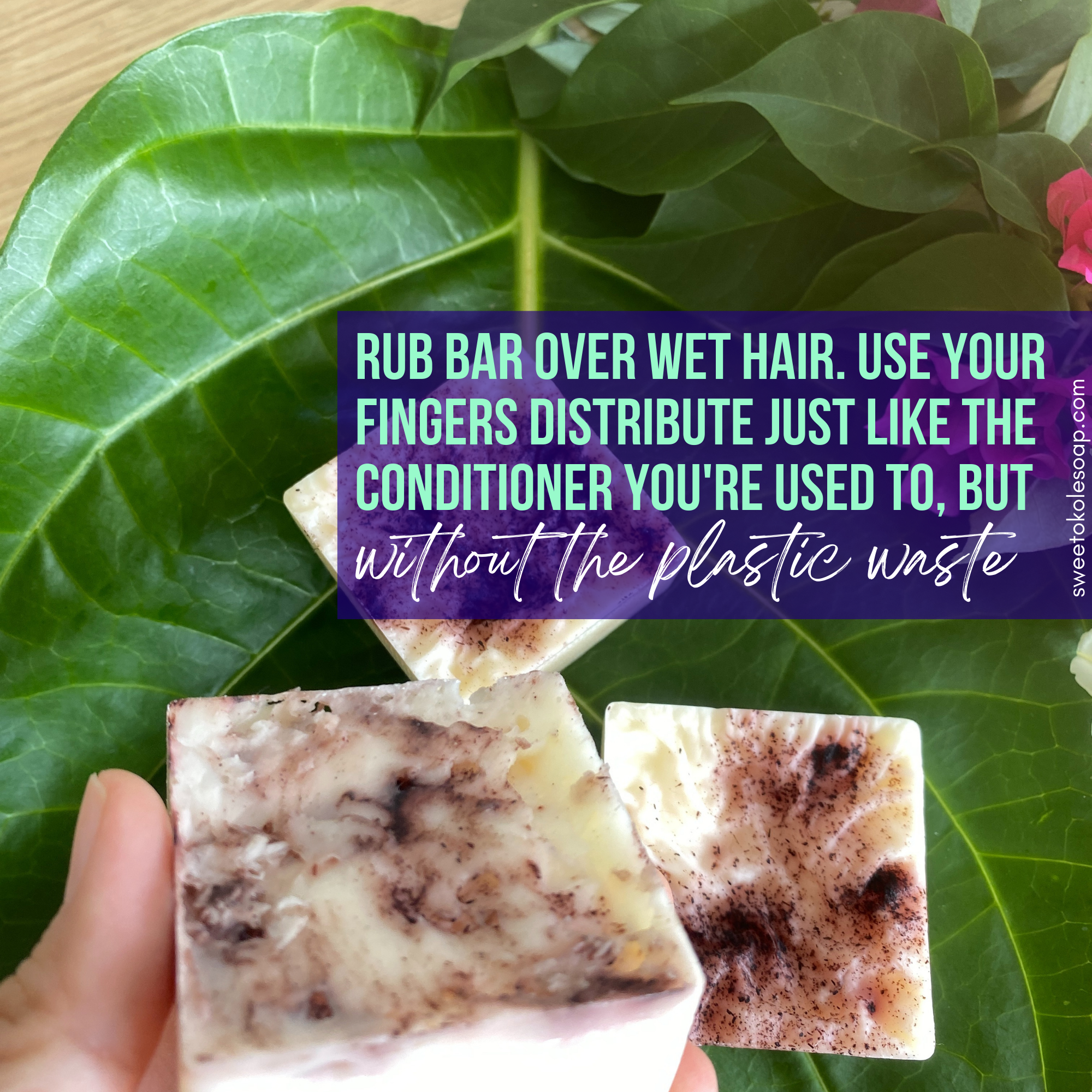 Lavender Clary Sage solid conditioner bar with Argan Oil by Sweet ʻŌkole Soap, showing the natural soap bar with lavender and sage ingredients.