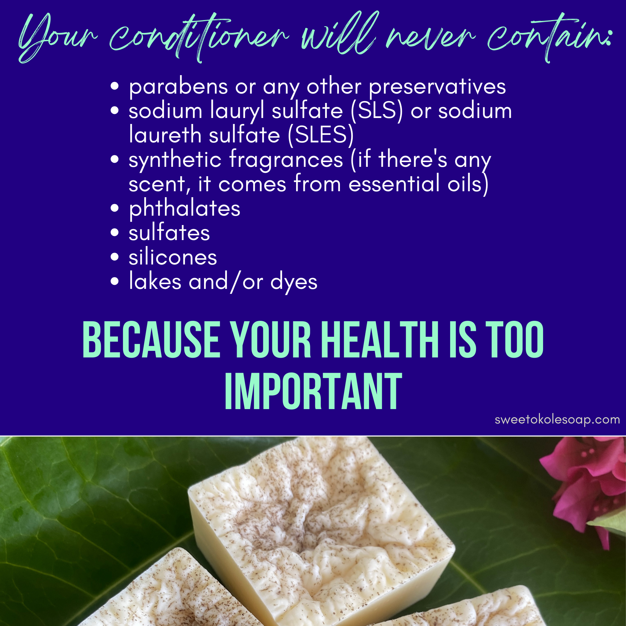 Natural conditioner bar by Sweet ʻŌkole Soap with eucalyptus, lime essential oils, and noni for nourishing hair care.