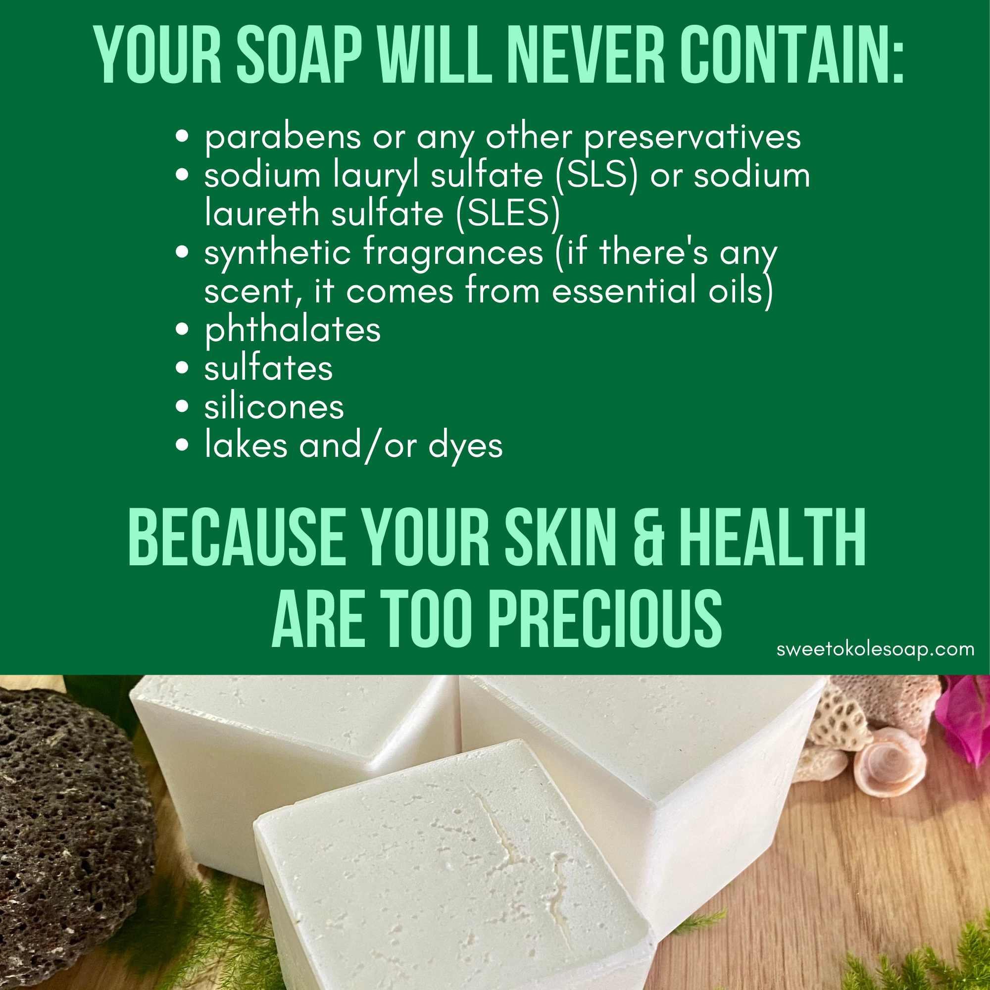 Solid dish soap bar by Sweet ʻŌkole Soap, non-toxic, unscented, plastic-free dishwashing soap on a kitchen countertop.