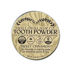 Sweet ʻŌkole Soap sweet cinnamon tooth powder with hydroxyapatite for enamel strength, shown in a natural, close-up view.
