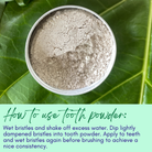 Sweet ʻŌkole Soap Sweet Cinnamon Tooth Powder with Hydroxyapatite for enamel strength, shown in a clear image of the product container.