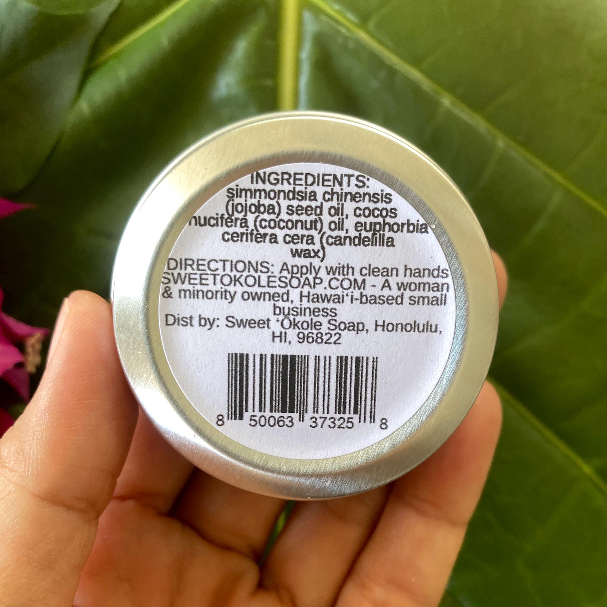 Vegan Tattoo Balm by Sweet ʻŌkole Soap, all-purpose healing salve and ointment for tattoo aftercare and skin healing.