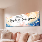 Canvas wall art featuring Psalm 93:4 "Mightier Than the Waves of the Sea" faith quote by Tailored Canvases.