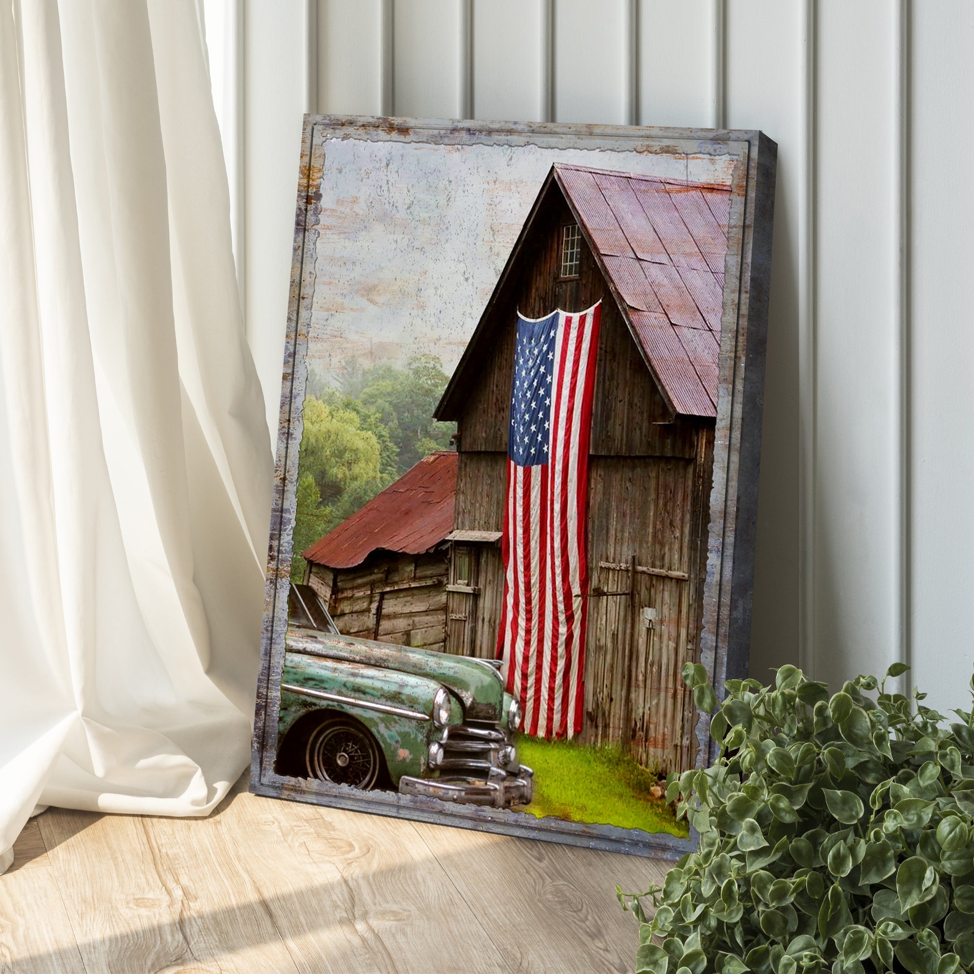 America Country Barn Canvas Wall Art by Tailored Canvases, featuring a rustic barn scene on a textured canvas print.