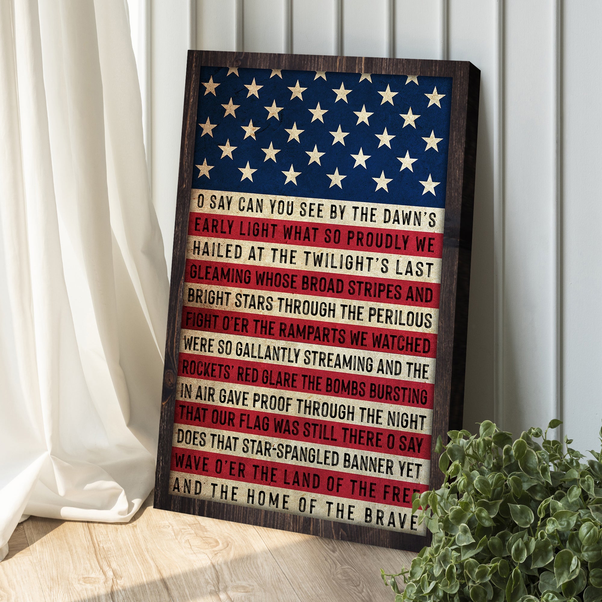 American Anthem Sign II canvas wall art by Tailored Canvases featuring a patriotic American flag design.