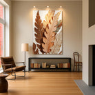 Abstract autumn leaves wall art on canvas by Tailored Canvases, featuring warm fall-colored leaf patterns.