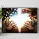 American Faith canvas wall art by Tailored Canvases, featuring a detailed patriotic design on high-quality stretched canvas.