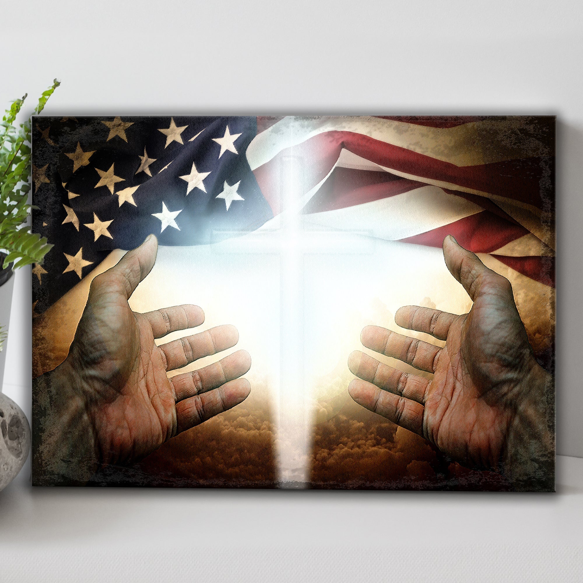 American Faith canvas wall art by Tailored Canvases, featuring a detailed patriotic design on high-quality stretched canvas.