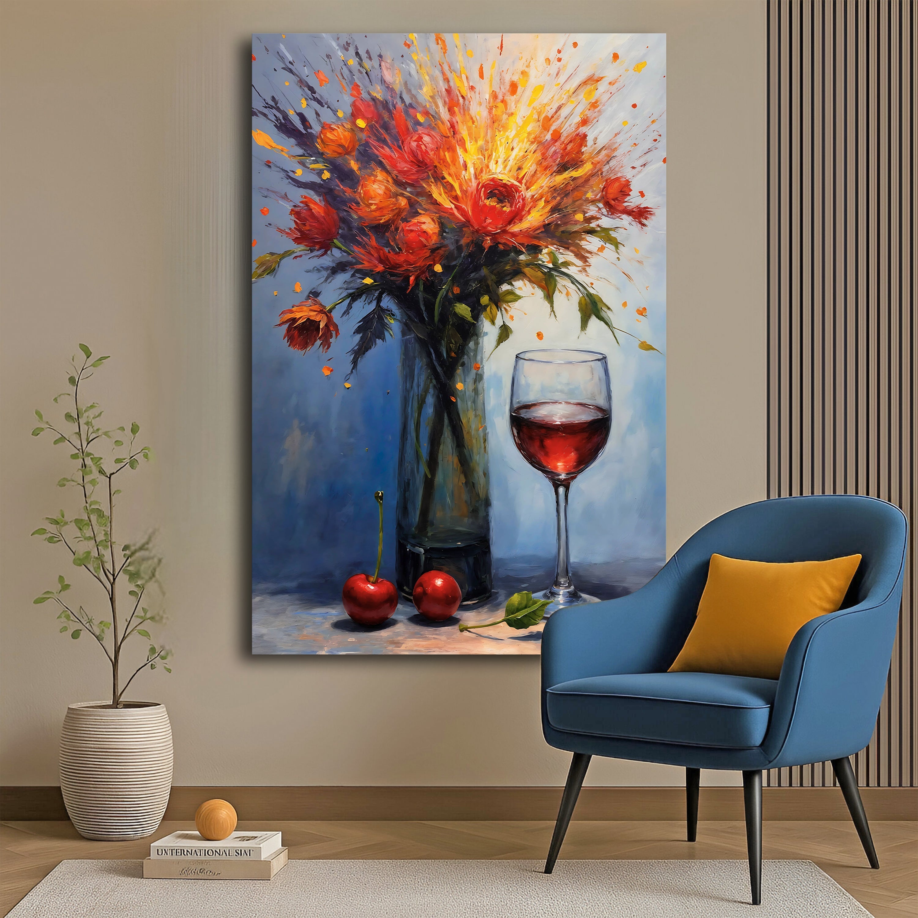 Abstract colorful still life canvas wall art by Tailored Canvases, vibrant dynamic design on a high-quality canvas print.