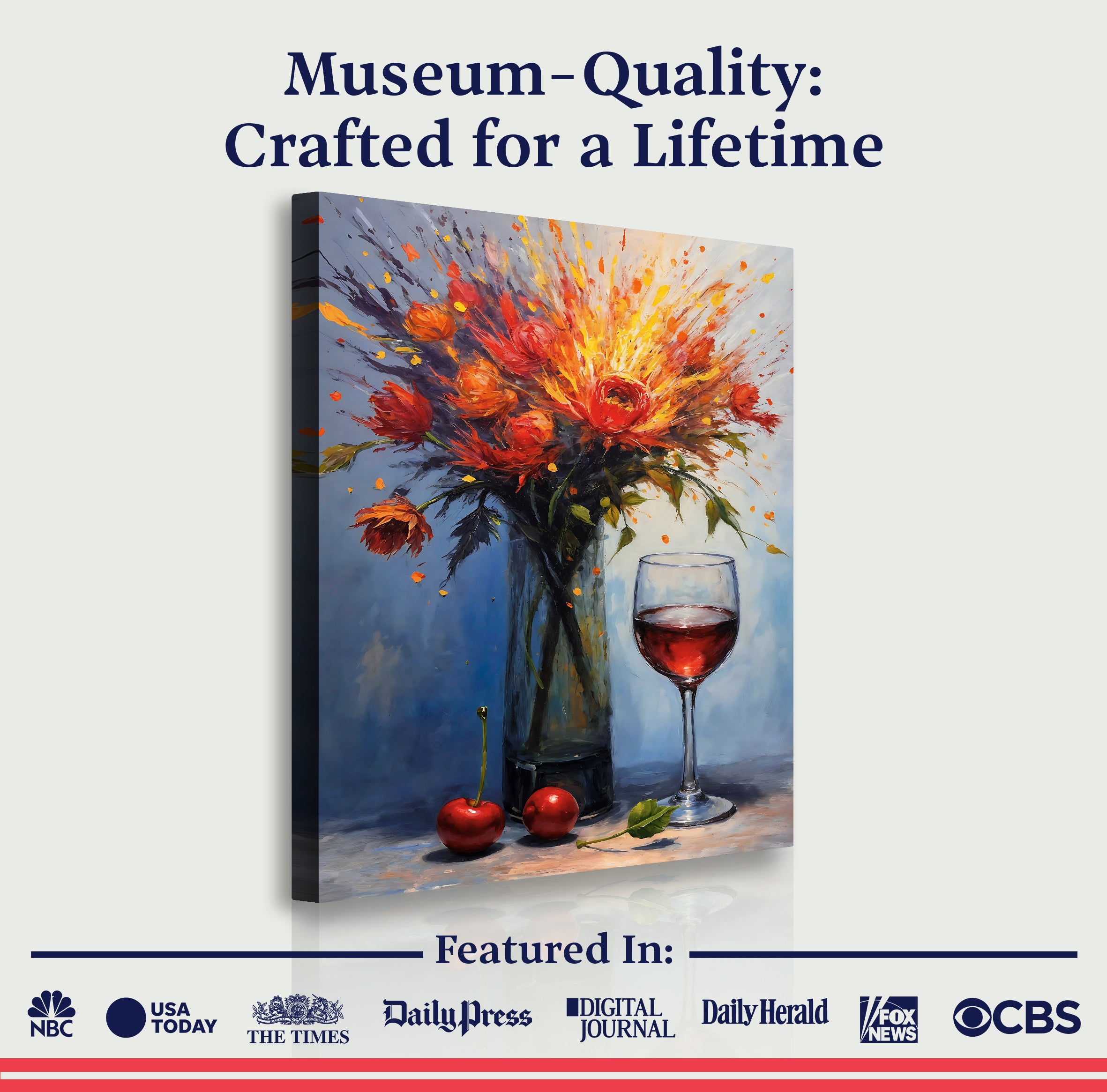 Abstract still life canvas wall art by Tailored Canvases, featuring vibrant colors and dynamic shapes for modern decor.