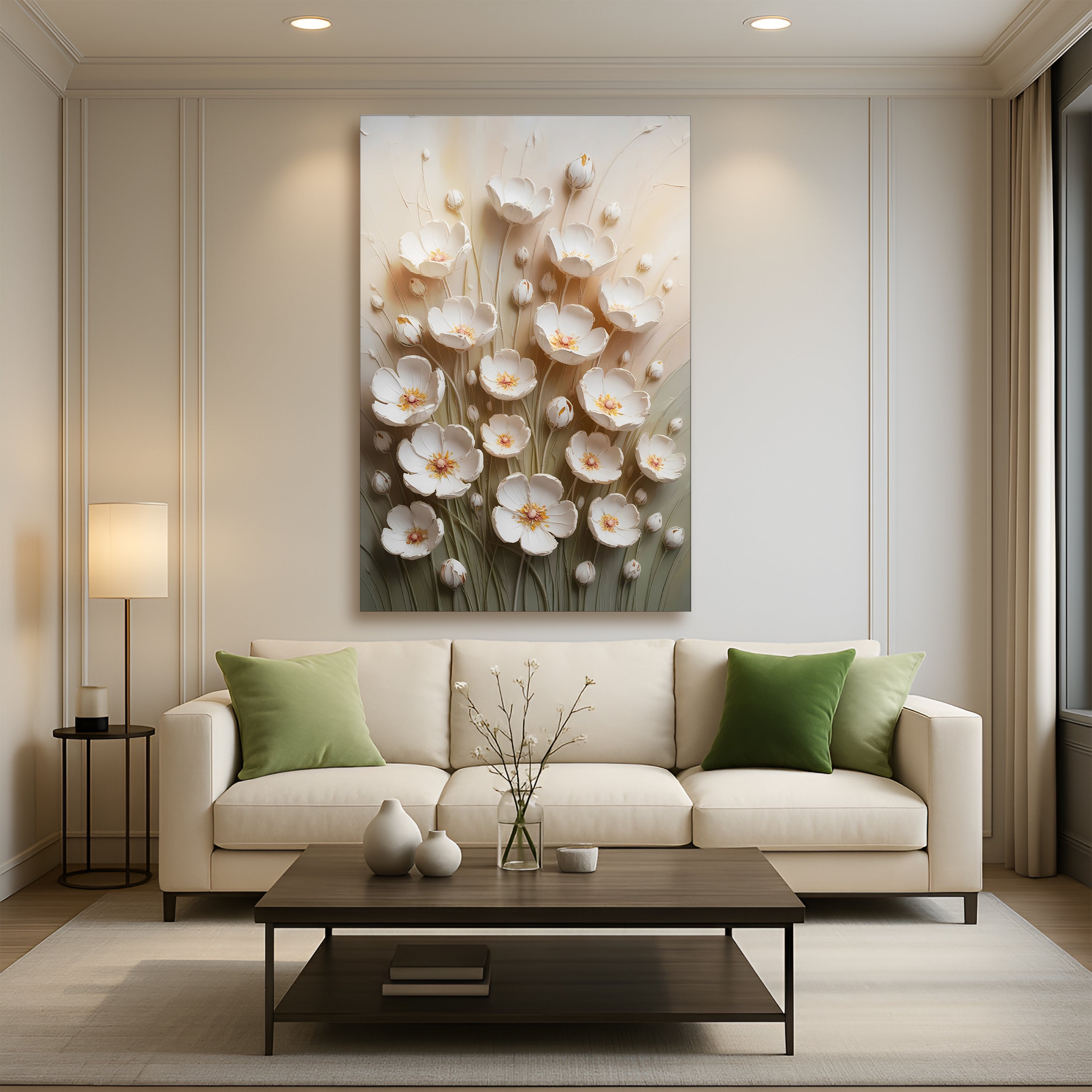 Colorful floral wall art on canvas by Tailored Canvases, featuring vibrant flower designs for home decor.