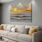 Golden Horizon Calm wall art on canvas by Tailored Canvases, featuring warm sunset tones and tranquil landscape imagery.