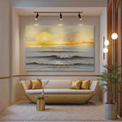 Golden Horizon Calm wall art on canvas by Tailored Canvases, featuring a serene sunset scene with warm tones.