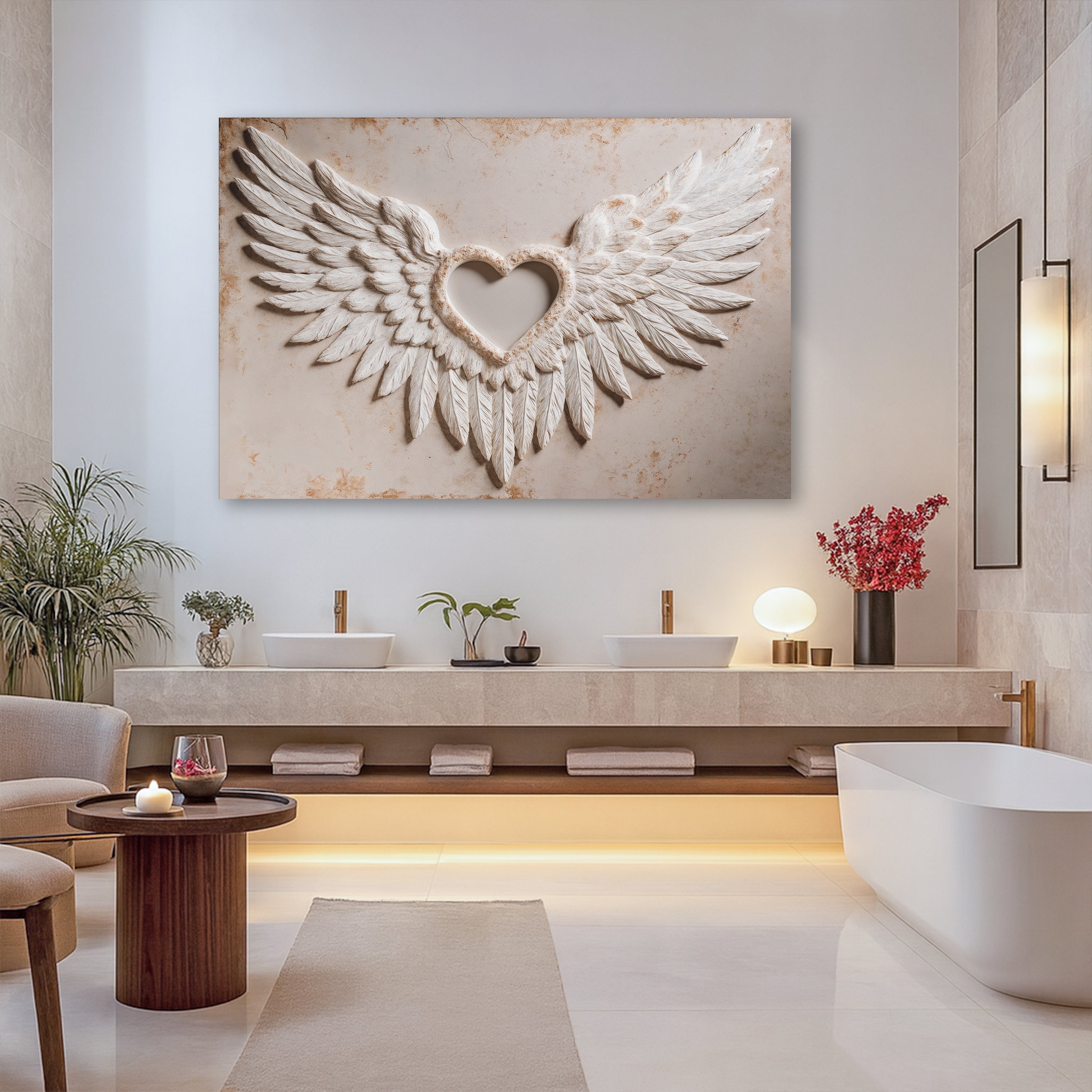 Colorful abstract wall art canvas featuring wings of love design by Tailored Canvases, suitable for modern home decor.