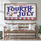 Personalized 4th of July welcome sign on canvas by Tailored Canvases, featuring patriotic red, white, and blue design.