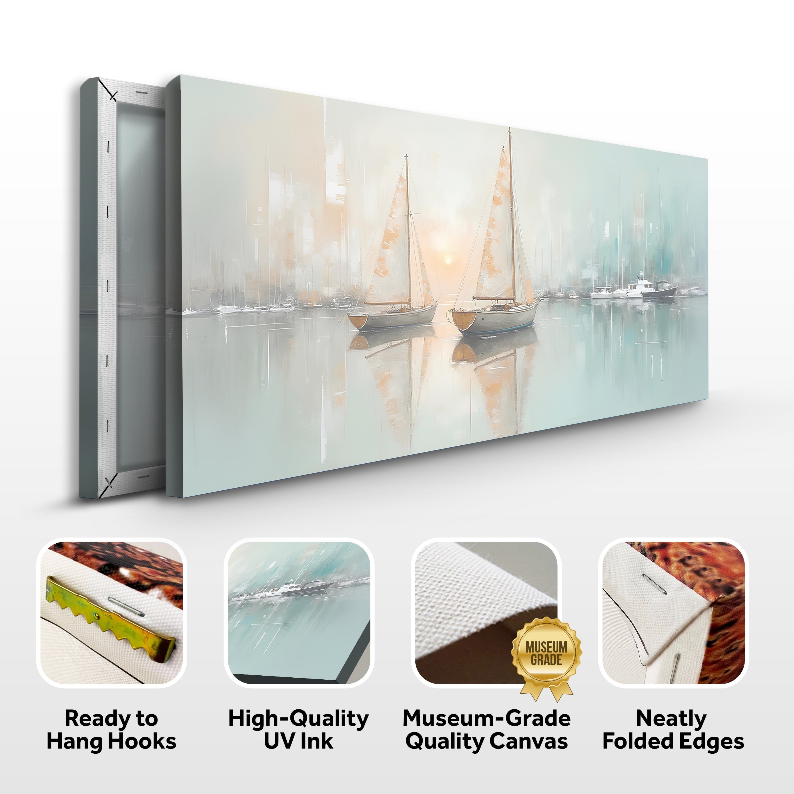 Abstract Pier and Dock wall art on canvas by Tailored Canvases, featuring a serene waterfront scene with abstract design elements.