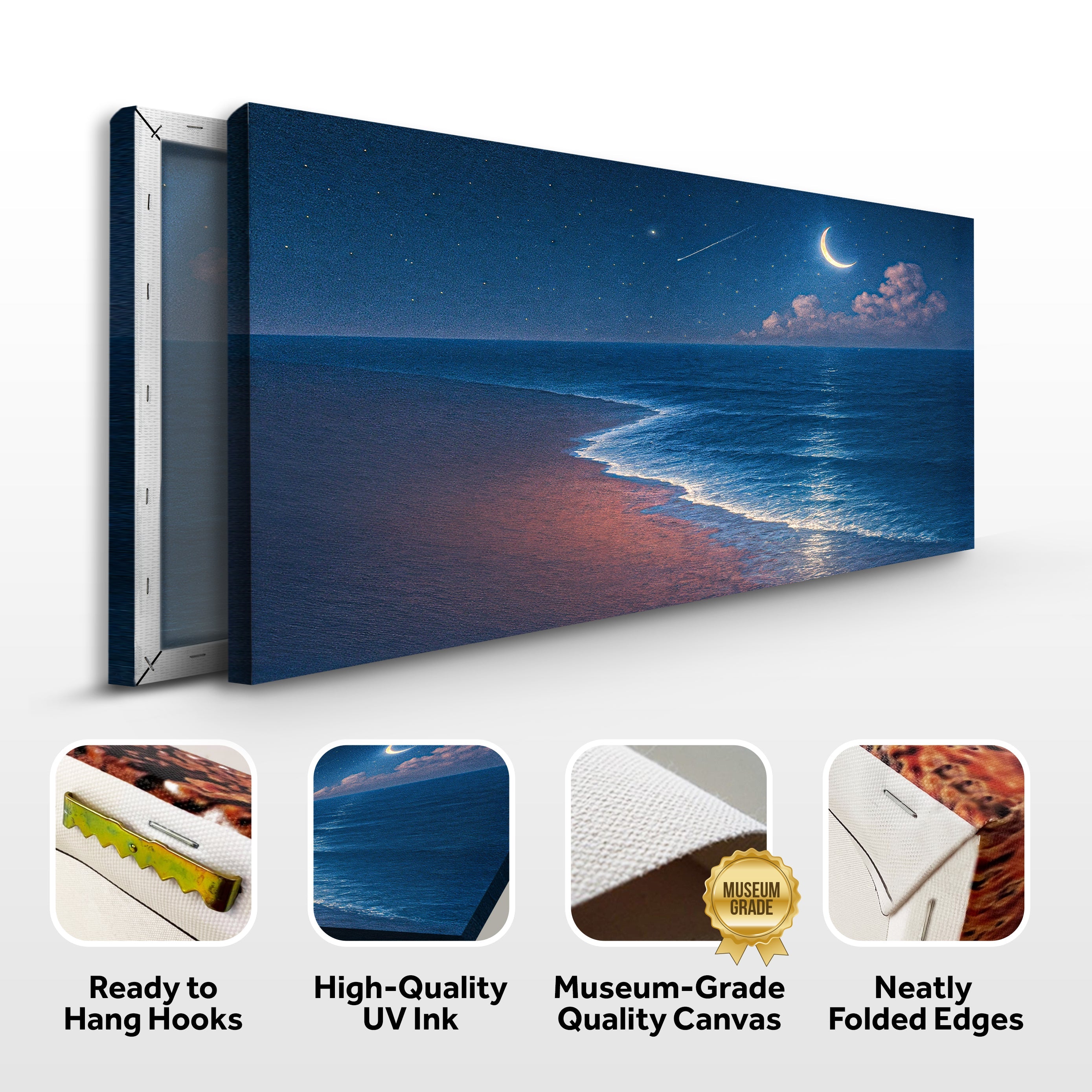 Canvas wall art by Tailored Canvases featuring a scenic beach shoreline coastal landscape.