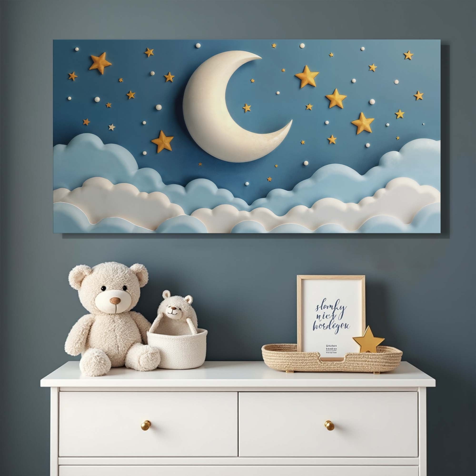 Colorful celestial serenade wall art canvas by Tailored Canvases featuring vibrant stars and cosmic design for modern home decor.