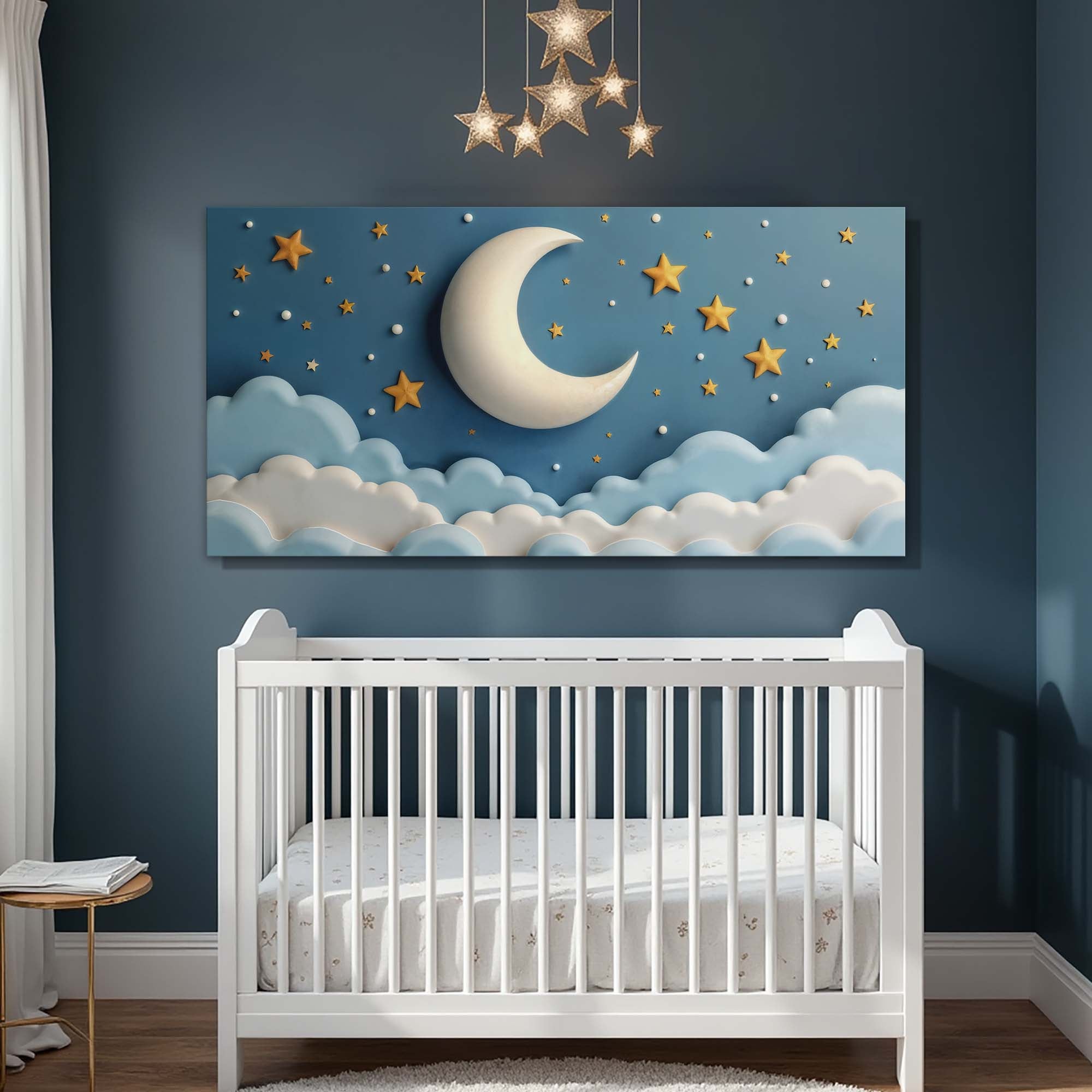 Canvas wall art featuring celestial and starry night design from Tailored Canvases, ideal for space-themed home decor.