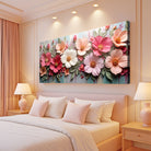 Colorful floral realistic wall art canvas by Tailored Canvases featuring vibrant, detailed flower designs for home decor.