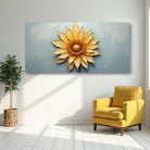 Golden dandelion minimalist abstract wall art on canvas from Tailored Canvases, featuring a modern, artistic floral design.