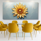 Golden dandelion minimalist abstract wall art printed on canvas by Tailored Canvases, featuring a modern, understated floral design.