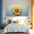 Golden dandelion minimalist abstract wall art on canvas by Tailored Canvases, featuring a delicate golden dandelion design on a neutral background.