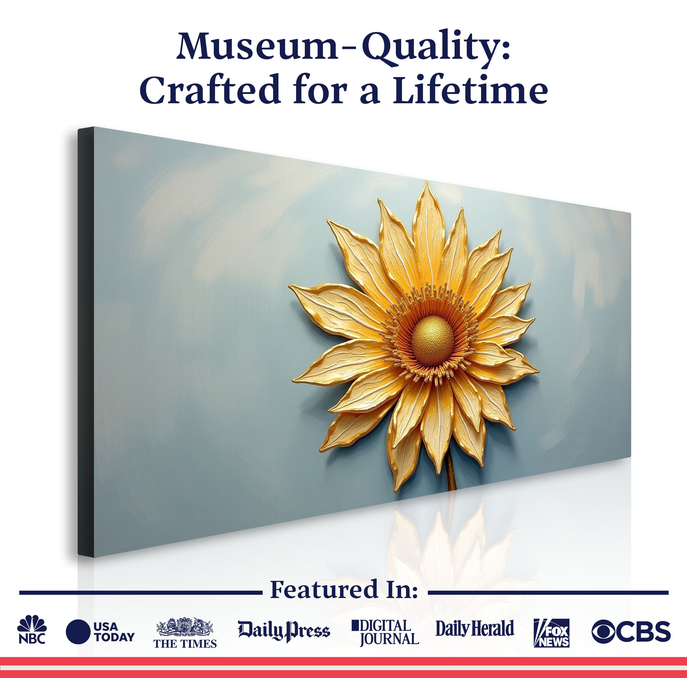 Golden dandelion minimalist abstract wall art on canvas by Tailored Canvases, featuring a simple, elegant botanical design.