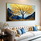 Golden Sanctuary wall art canvas by Tailored Canvases showing a serene, gold-toned spiritual scene with intricate details.