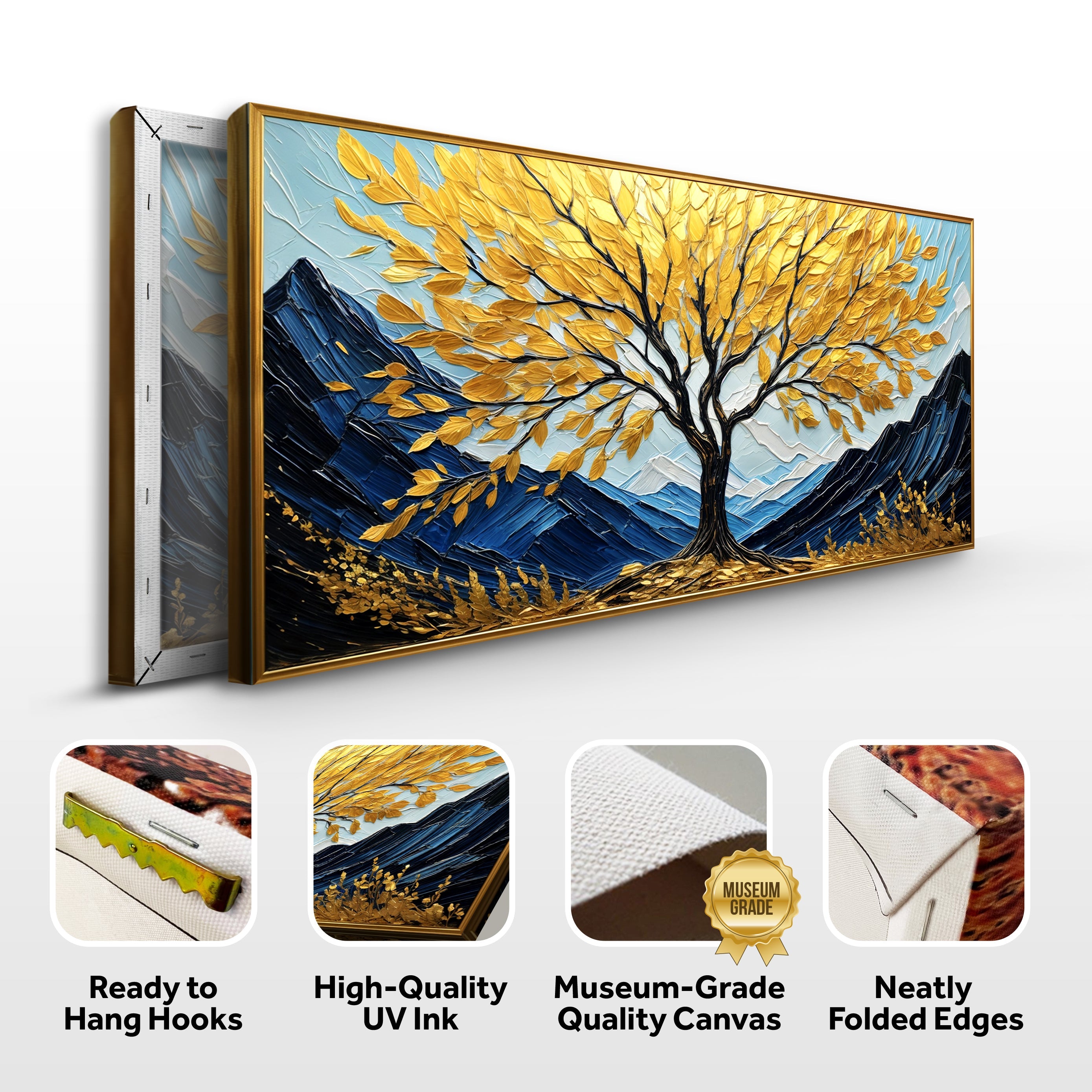 Golden Sanctuary canvas wall art by Tailored Canvases featuring a serene, golden-toned spiritual scene on a stretched canvas.