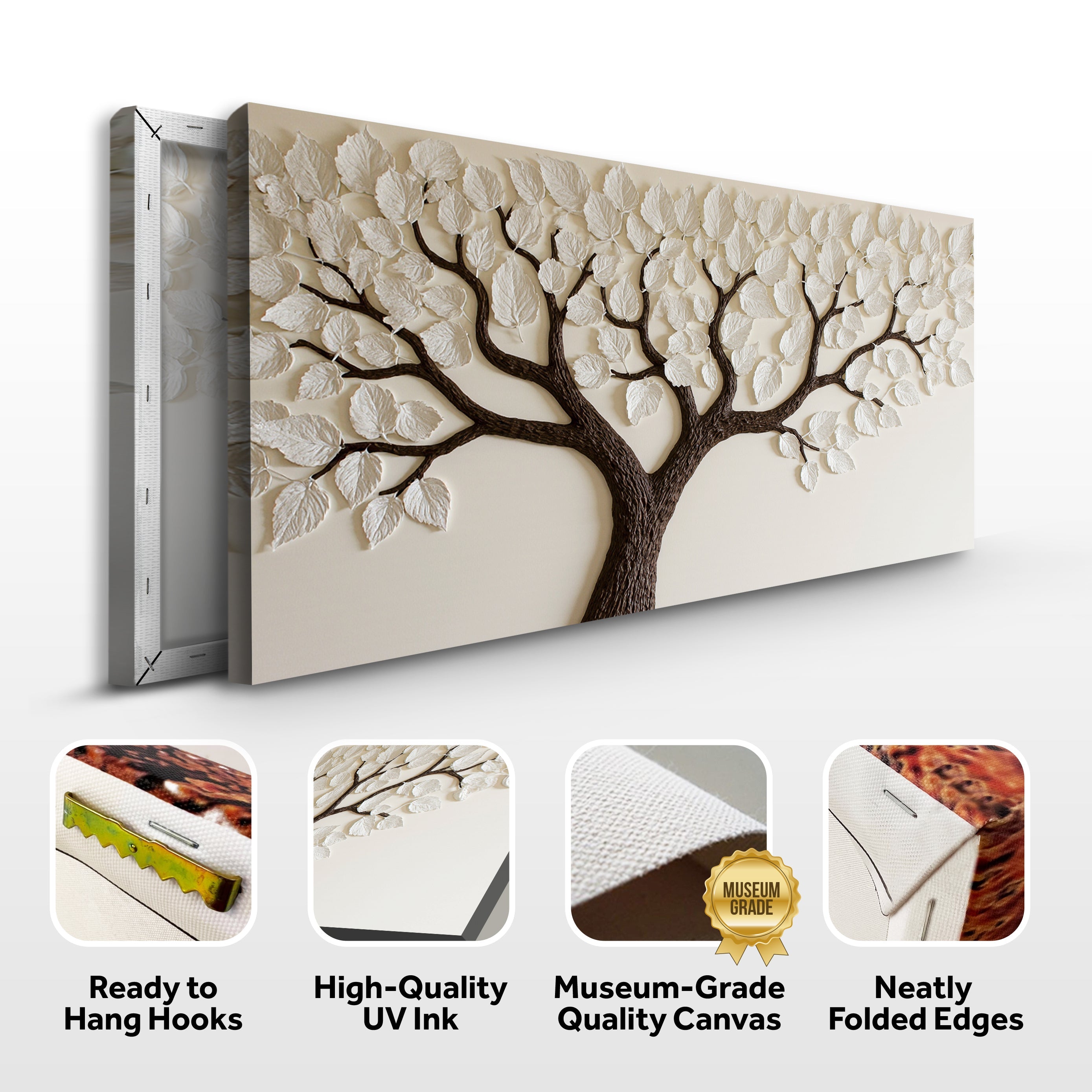 Ivory canvas wall art featuring a canopy tree design by Tailored Canvases, perfect for nature-inspired home decor.
