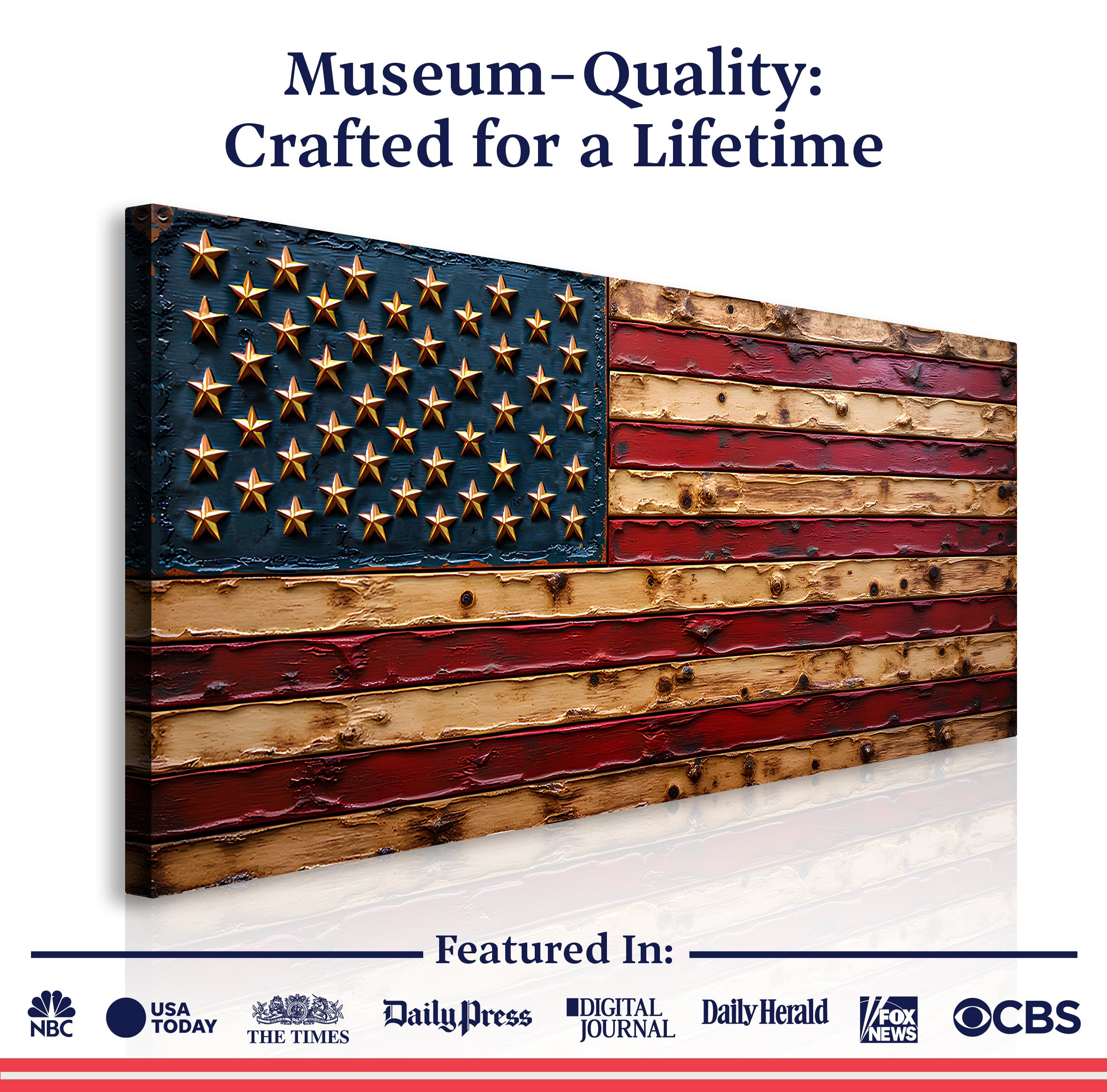 Canvas wall art featuring the Old Glory American flag in vibrant colors, created by Tailored Canvases.