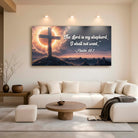 Canvas wall art featuring Psalm 23:1 "The Lord Is My Shepherd" quote, designed by Tailored Canvases.