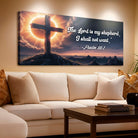 Canvas wall art featuring Psalm 23:1 "The Lord Is My Shepherd" quote, designed by Tailored Canvases with a faith-themed print.
