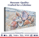 Modern coastal wall art canvas featuring seashell designs by Tailored Canvases, perfect for beach-inspired home decor.