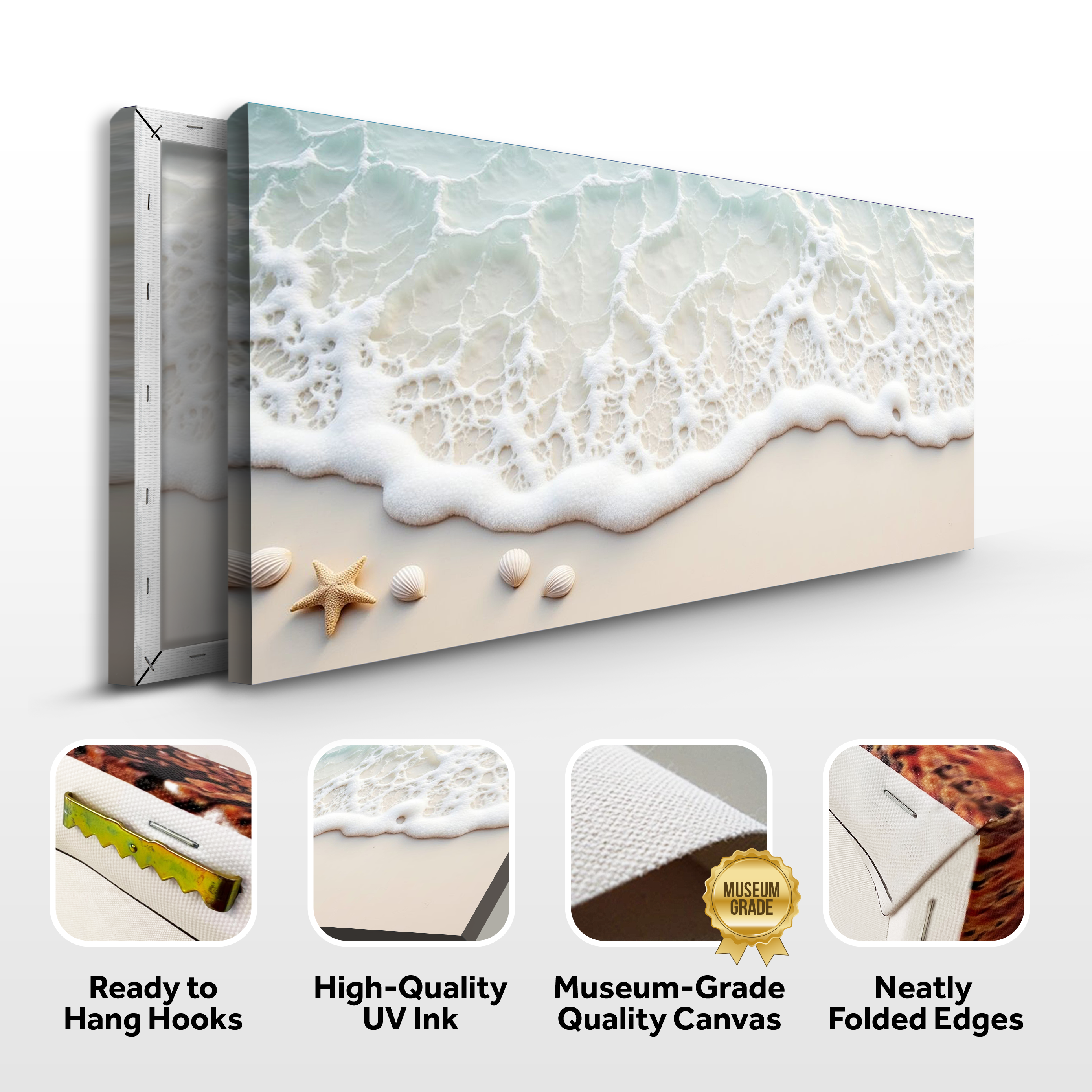 Serene Ocean Wave coastal wall art canvas by Tailored Canvases featuring a calming ocean scene with gentle waves and coastal landscape.