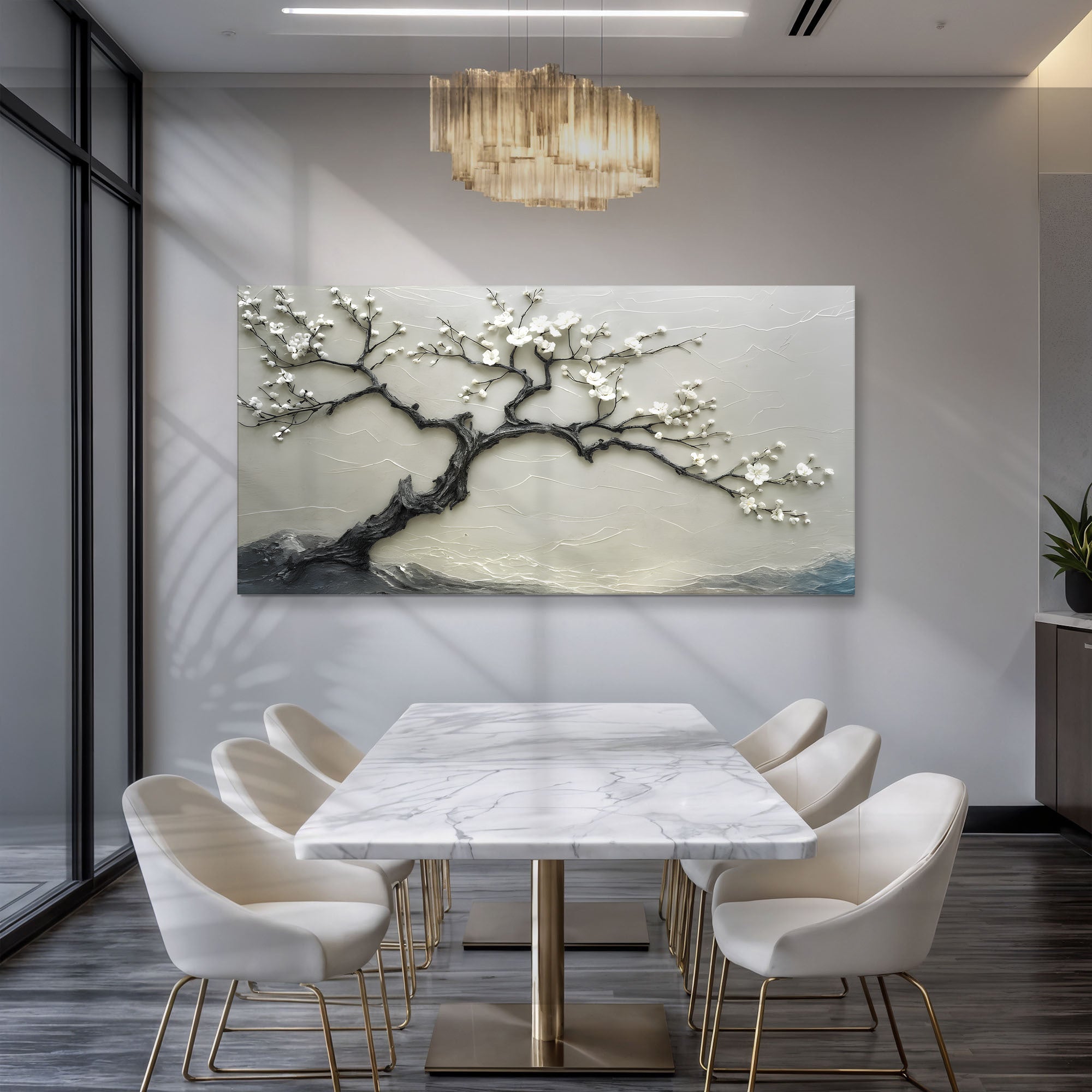 Silent Blossom canvas wall art by Tailored Canvases showing a serene floral design on a textured canvas background.